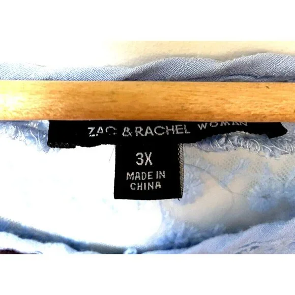 Zac and Rachel Brand Light Blue Bohemian Top Blouse 3X Great Condition - Picture 3 of 5